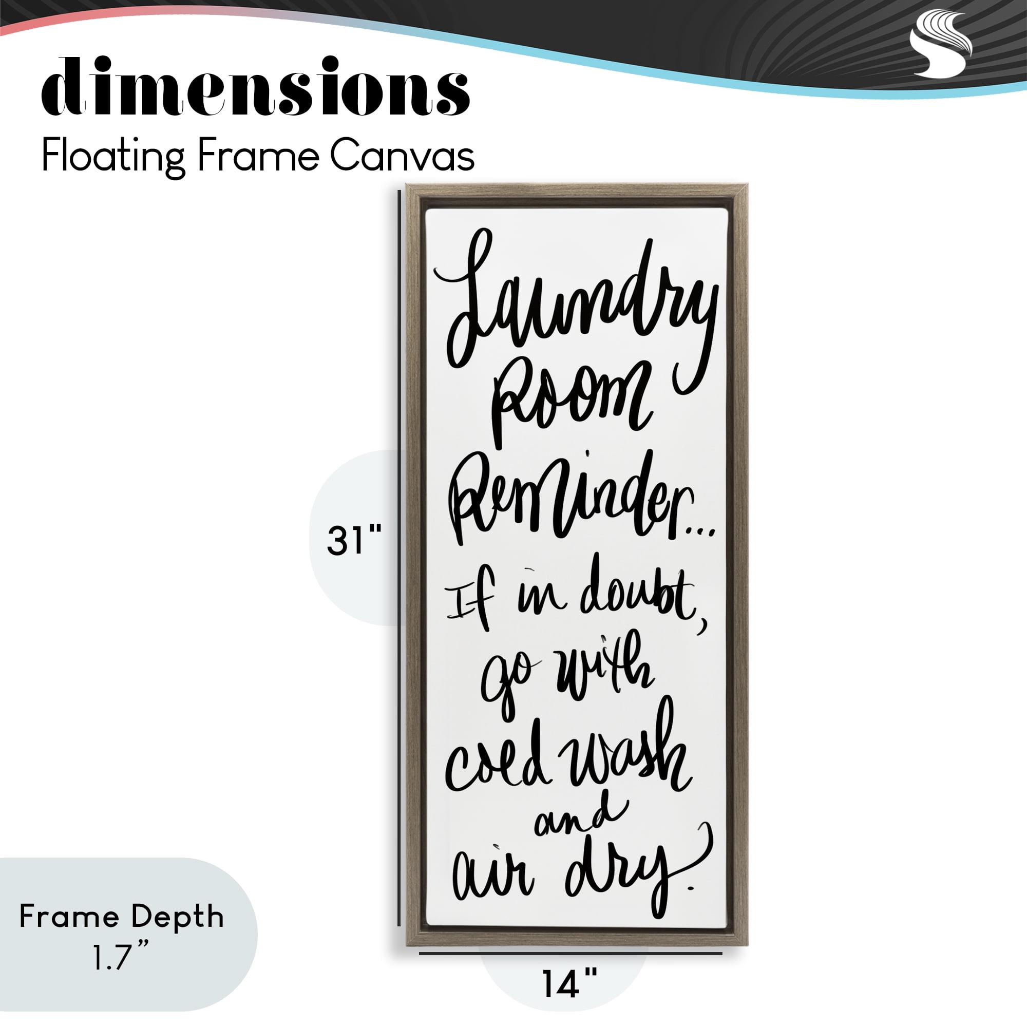 Stupell Industries If In Doubt Laundry Tip Brown Framed Floater Canvas Wall Art, design by SD Graphics Studio