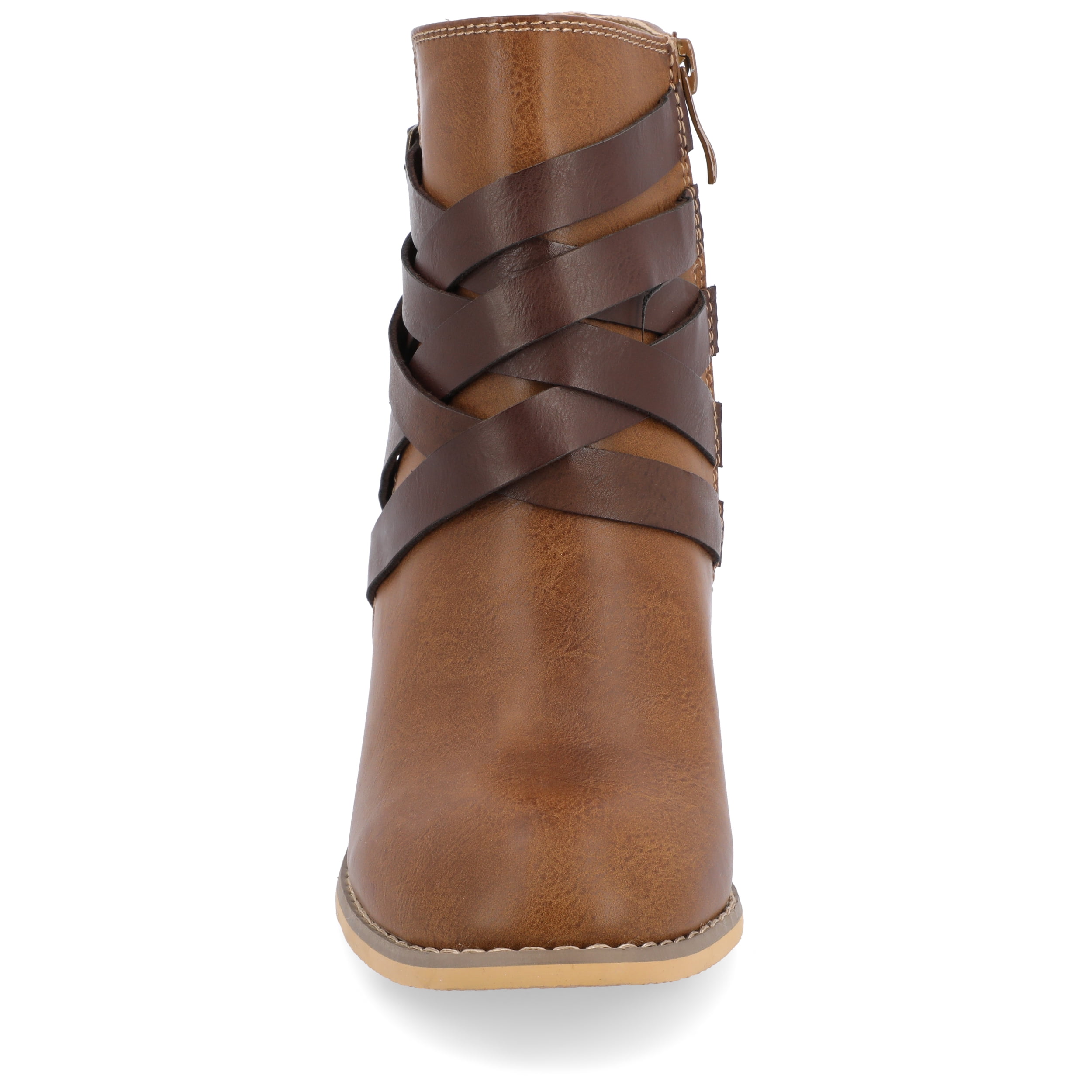Journee Womens Strap Inside Zip Stacked Heel Booties, Widths Available