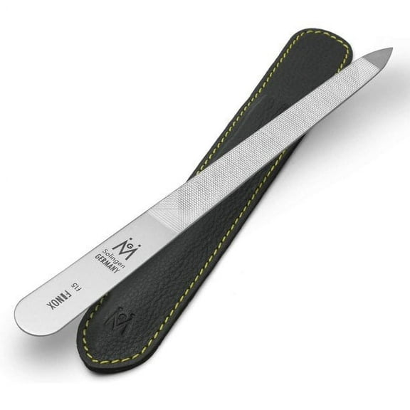 GERMANIKURE Triple Cut Metal Nail File in Leather Case, Made in Solingen Germany with FINOX® Surgical Stainless Steel, f15