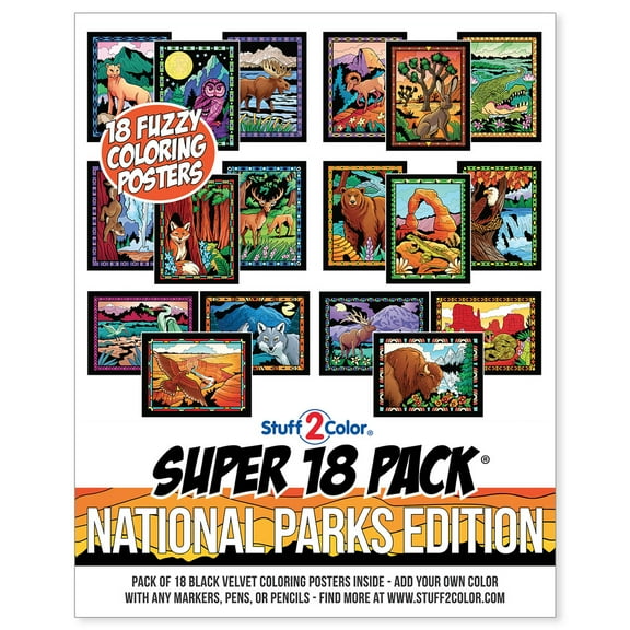 Stuff2Color Super Fuzzy Velvet Coloring (National Parks Edition) 10" x 8" Posters (18 Pack)