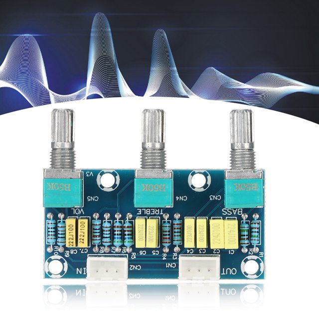 Placa de preamplificador XH‑M802, placa de ajuste de graves y agudos PCB ajustable de 2 canales HiFi