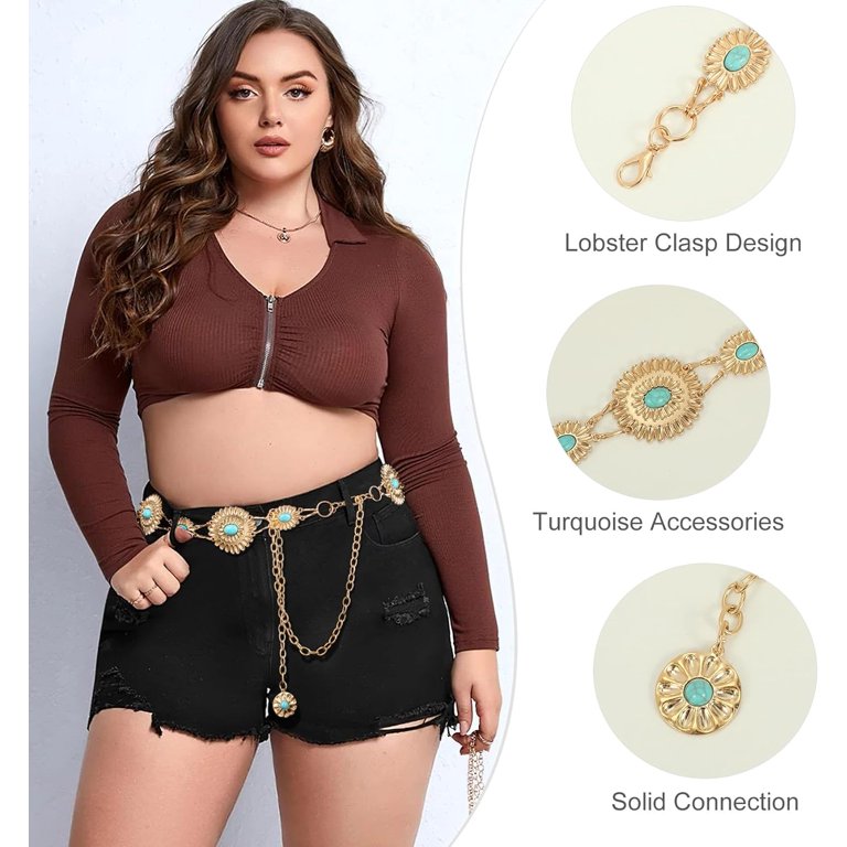 Turquoise Concho Chain Belt with Lobster Claw Closure - Western Dress Belt ARIAT Women main image 2