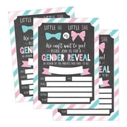 25 Pink and Blue Gender Reveal Baby Shower Party Invitation Cards, He or She Personalized For Gender Neutral Unisex Invites Guess If It's a Boy or Girl Sprinkle Fill In The Blank Printable Invite Pack