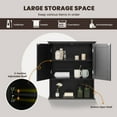 thumbnail image 6 of Topbuy Wall Mounted Bathroom Cabinet Double Door Medicine Cabinet Kitchen Cupboard w/ Open Compartment & Adjustable Shelf Black, 6 of 10