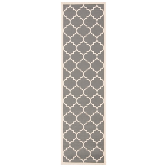 Safavieh Courtyard Alyssa Geometric Indoor/Outdoor Runner Rug, Anthracite/Beige, 2'3" x 16'