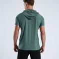 thumbnail image 3 of Jinda Men's Soft Workout Shirt Quick Dry Fit Slim Hoodie Short Sleeve Gym Top Lightweight Summer Cool Hooded Tshirt Green Medium, 3 of 4
