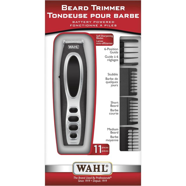 Wahl Canada Beard Trimmer, Self-sharpening precision ground blades, Battery Operated, Men Grooming, V-trim guide for fine line detailing - Model 3283