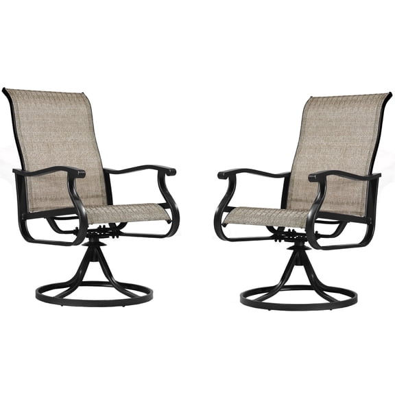 Swivel Patio Chairs Set of 2, Outdoor Dining Chairs with High Back, Outdoor Chairs Set of 2 for Poolside, Backyard, Porch