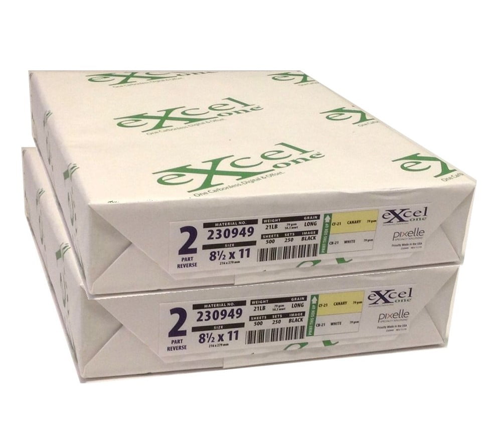 Bright White 2500 sets 5000 Sheets Canary Carbonless Paper 2-Part 10 Reams