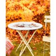 thumbnail image 5 of Round Fitted Tablecloths with Elastic Edge Fall Thanksgiving Pumpkin Flower Oil-Proof Waterproof Wipeable Table Cover for Kitchen Dining Party Decor Maple Leaves on White Table Clothes,36" - 44", 5 of 6