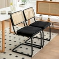 thumbnail image 5 of JXXRZ Rattan Dining Chairs Set of 2, Mid Century Modern Kitchen Side Chairs for Dining Living Room, Velvet Upholstered Dining Chairs, Black, 5 of 9