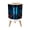 Color 2, variant on Futuristic Small Trash Can with Lid Futuristic Neon Grid Tunnel Perspective Blue Cyber Space 1.8 Gallon Dog Proof Trash Can Round Garbage Can Waste Bin Wastebasket for Bathroom Bedroom Living Room