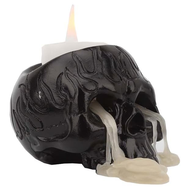 Portavelas De Calavera Portavelas De Cabeza De Esqueleto Multipropósito Buena Mano De Obra Decoración De Calavera De Resina Artesanía Para Fiesta Bar De Halloween Speravity HA014807-00