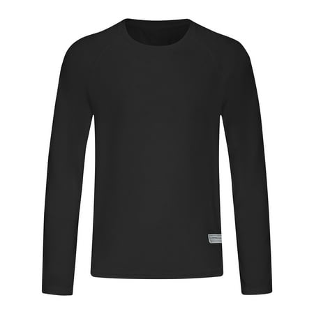 Zpanxa Workout Shirts for Men Athletic Running Gym Quick Dry Long Sleeve T-Shirts Solid Color Lightweight Breathable Moisture Wicking Tees Black M