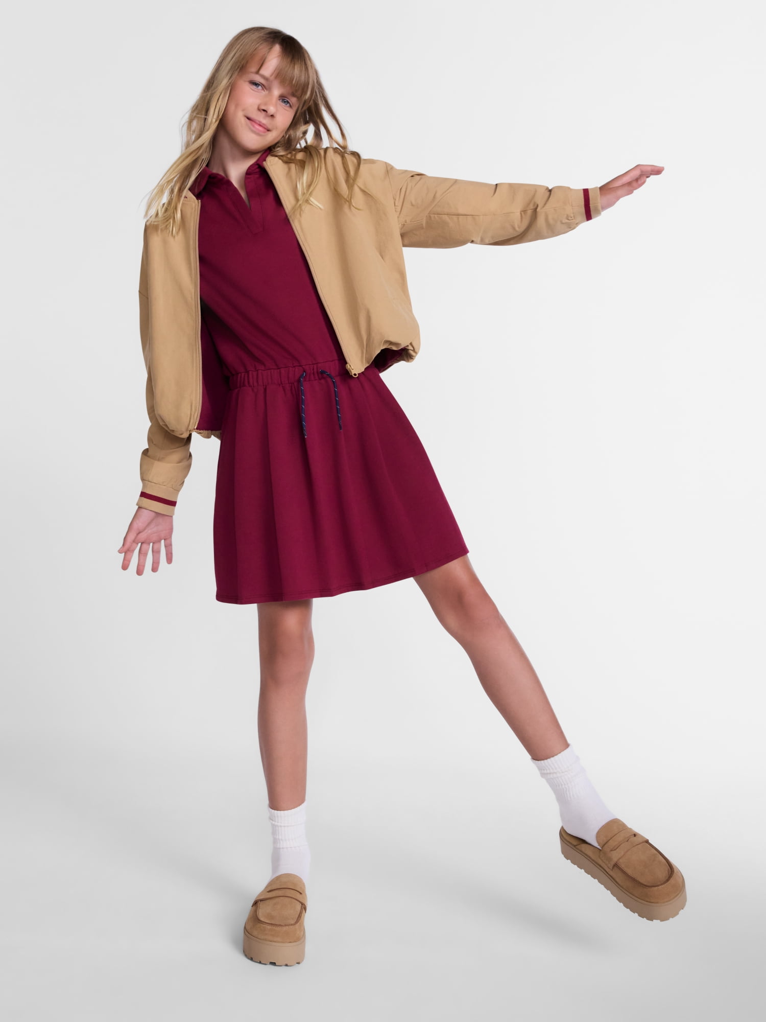 Weekend Academy Girls French Terry Pleated Polo Dress, Sizes 4-18