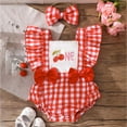 thumbnail image 2 of Ketyyh-chn99 Girls' Fashion 1st Birthday Girl Gifts Baby Girl Summer Outfit Embroidery Plaid Ruffle Sleeveless Romper Bodysuit Newborn Clothes Headband Size for 12-18 Months,Pink, 2 of 6