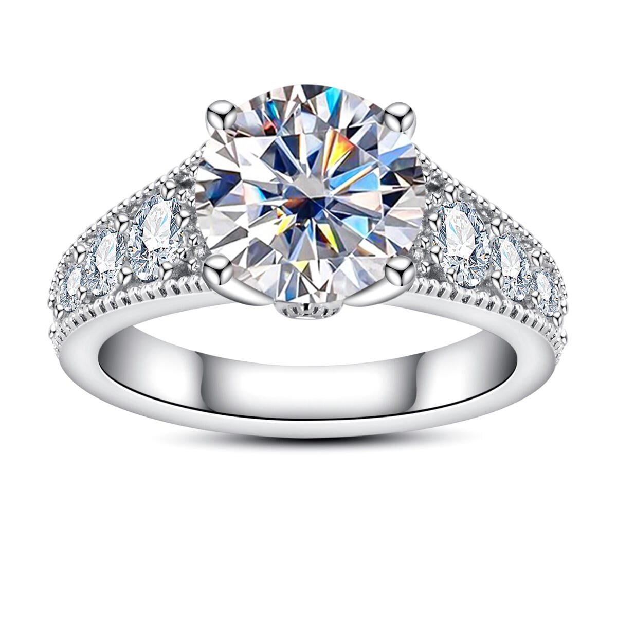 AnuClub Halo Moissanite Engagement Rings 3.8cttw(3ct Center Stone) D Color VVS1 925 Sterling Silver Vintage Anniversary Wedding Promise Ring for Women with Certificate