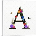 thumbnail image 1 of ARTCANVAS Flower Plant Butterfly Alphabet Letter A Canvas Art Print - Size: 26" x 26" (0.75" Deep), 1 of 9