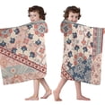 thumbnail image 4 of Multicolor Ethnic Patchwork Pattern Hooded Bath Towel，50"x30" for Ages 3 To 12 Kids, Quick Dry Lightweight Soft Microfiber Hood Beach Towel Cover Up for Kids, 4 of 7