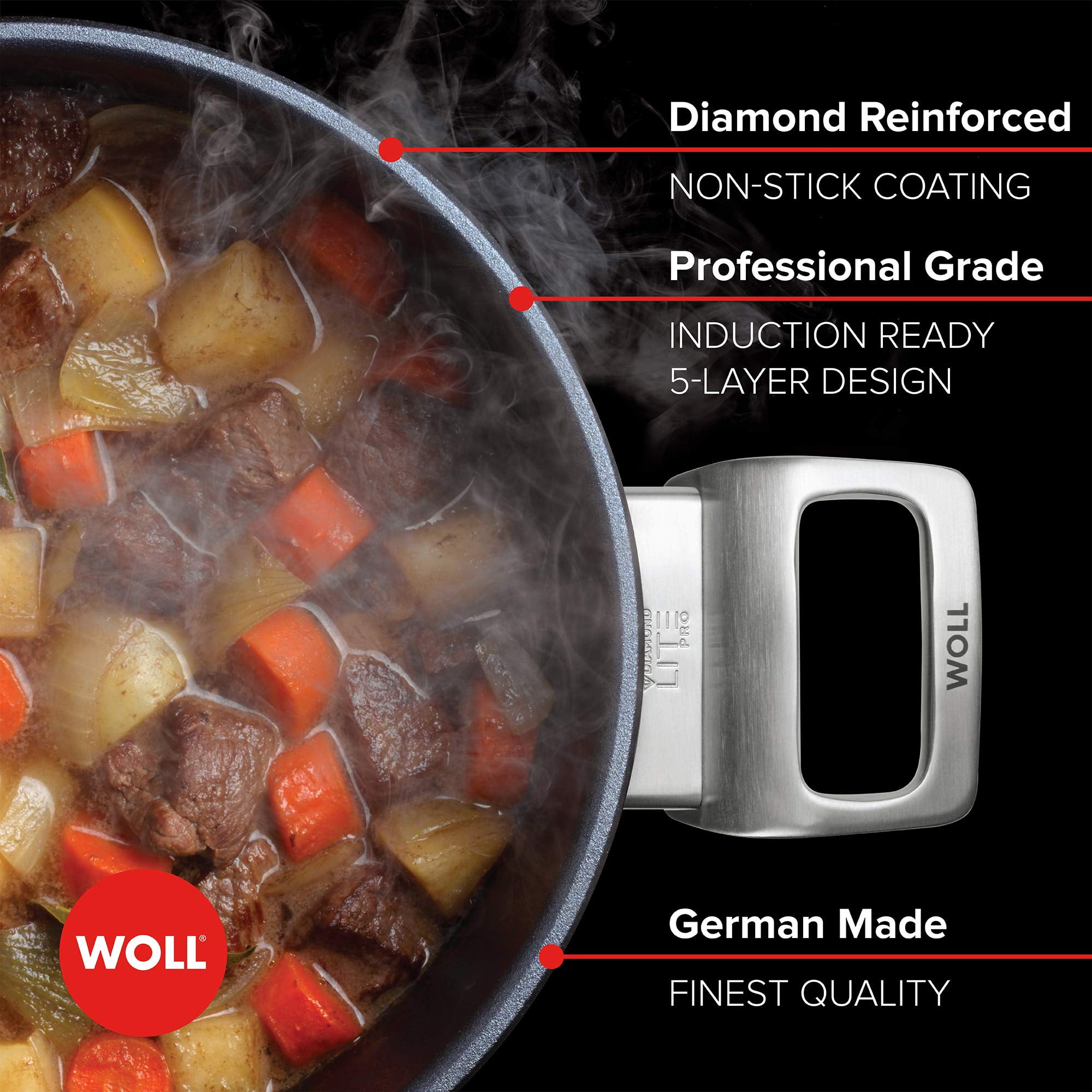 WOLL Woll Diamond Lite Fixed Handle Induction 4 Piece Cookware Set Gift  Boxed