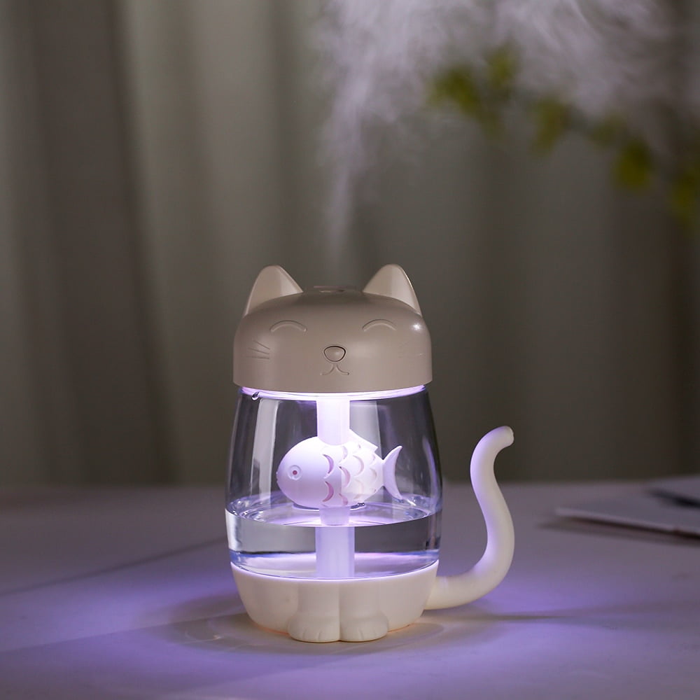 350ML Air Humidifier with Light Ultrasonic Adorable Cat Mini USB Humidificador Silent Color Light 3 In 1 Aroma Diffuser for Car