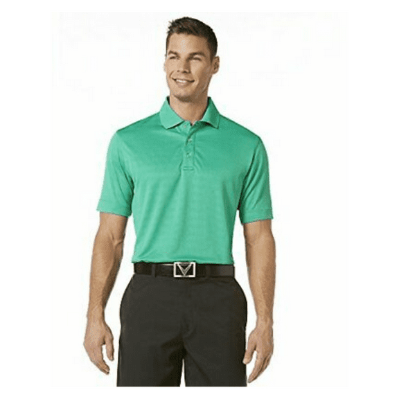 Callaway Men's Golf Textured Performance Short Sleeve Polo Shirt, Parakeet, L...