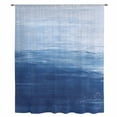 thumbnail image 2 of Navy Blue Ombre Sheer Curtains 96 Inches Long, Modern Abstract Art Ocean Oil Painting Light Filering Curtains, Privacy Drapes Simi Floor to Veiling Curtain for Living Room Large Window Treatment, 2 of 9