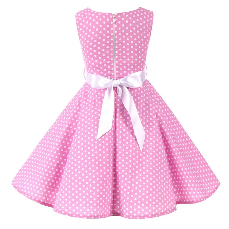 Girls Summer Dress Polka Dot Vintage Sleeveless Flared A-line Swing Dress  Kids Children Birthday Picnic Party Wedding Dress 4-12 Years Pink 9-10  Years - Walmart.com