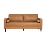 Naomi Home Marisa Top Grain Genuine Leather Sofa - Revel in Exquisite Leather Opulence - Unparalleled Luxury Mid-Century Leather Sofa - Embodiment of Cozy Lounging and Contemporary Design, Tan