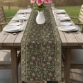 thumbnail image 4 of Sage Green Floral Table Runner - 48 Inch Long Ethnic Tribe Abstract Art Flowers Cotton and Linen Blended Dress Scarves Farmhouse Table Runner for Kitchen Dining, Coffee Table, 13" x 48", 4 of 8