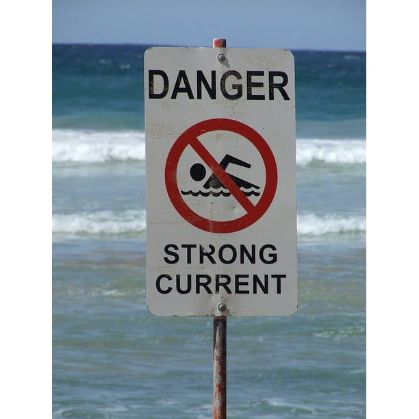 Surf Hazard Safety Sign Warning Dangerous Danger20 Inch By 30 Inch