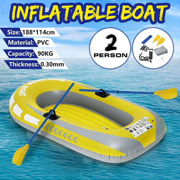 2 Person Outdoor Fishing Ship Inflatable Boat Kayak Rubber Boat With Oars  Air Pump Ropes 188x114CM 