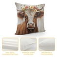 thumbnail image 4 of Shiartex Cow with Flower Crown Pillow Cushion Covers for Sofa Car Chair Home Decor 1PC High-Quality 12x12in, 4 of 5