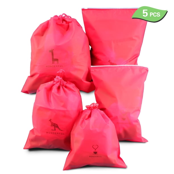 Bolsa con cordón de 5 uds, bolsa de almacenamiento impermeable para artículos de tocador, bolsa de embalaje