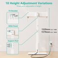 thumbnail image 2 of Floor TV Stand with Power Outlet, Tall TV Stand Mount for 32-75 inch TVs up to 110 lbs, Swivel and Height Adjustable TV Stands with Wood Base for Bedroom, Office(TVDVD-7PW), White, 2 of 8