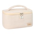 thumbnail image 1 of Bolsa de maquillaje, bolsa de cosméticos de viaje grande de cuero de PU para mujeres, bolsa organizadora de maquillaje, bolsa de artículos de tocador, 1 of 5