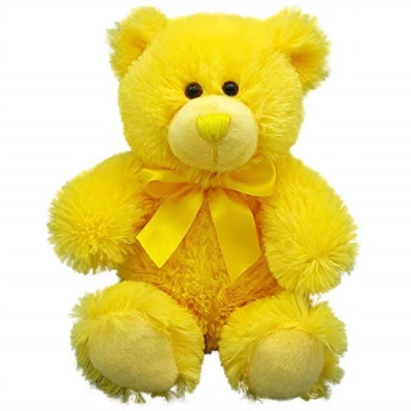 Anico Plush Teddy Bear, Stuffed Animal, Bright Yellow, 8" Tall