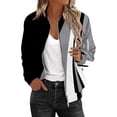 thumbnail image 3 of Bovemsi Bomber Jackets for Women Jacket 2025 Causal Zip Up Coats Long Sleeve Stand Collar Fall Lightweight Outerwear Tops Light Jackets, 3 of 6