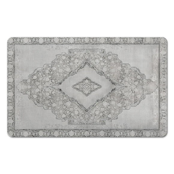 Tapis Coureur de Salle de Bain Gris Vintage Luxueux : Antidérapant et Doux, Lavable à la Machine, Motif Floral de Ferme Traditionnel, Tapis de Sol Idéal pour Évier, Douche, Baignoire, 20x32 Po