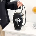 thumbnail image 2 of Bolso Cruzado Gótico Con Forma Ataúd Hombro PU Bolso Mano para Fiesta Halloween (negro), 2 of 9