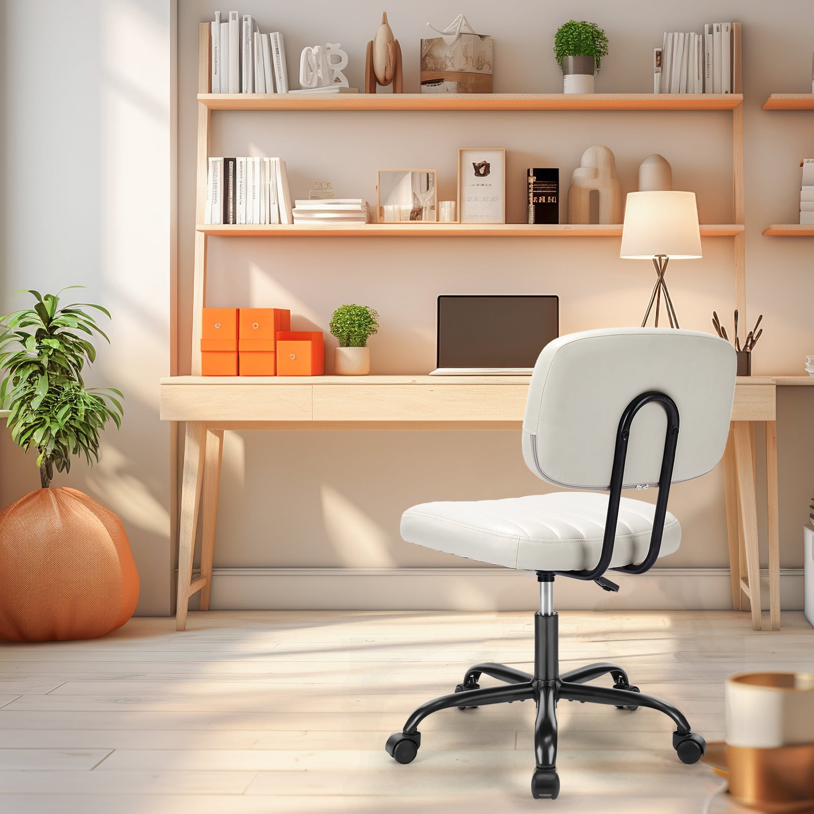 MAYEERTY Ergonomic Mid-Back Executive Office Chair Swivel Computer Desk Task Chair，White