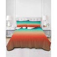 thumbnail image 2 of Quilts Twin Size Bedding Set, Teal Red Brown Ombre Lightweight Quilted Comforter, Contemporary Gradient Abstract Soft Reversible Bedspread Coverlet with Pillow Covers for All Season, 68" x 86", 2 of 7