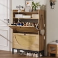 thumbnail image 4 of IRONCK Shoe Storage Cabinet with 2 Flip Drawers and LED Light, Shoe Rack Organizer with Open Shelf for Entryway, 4 of 10