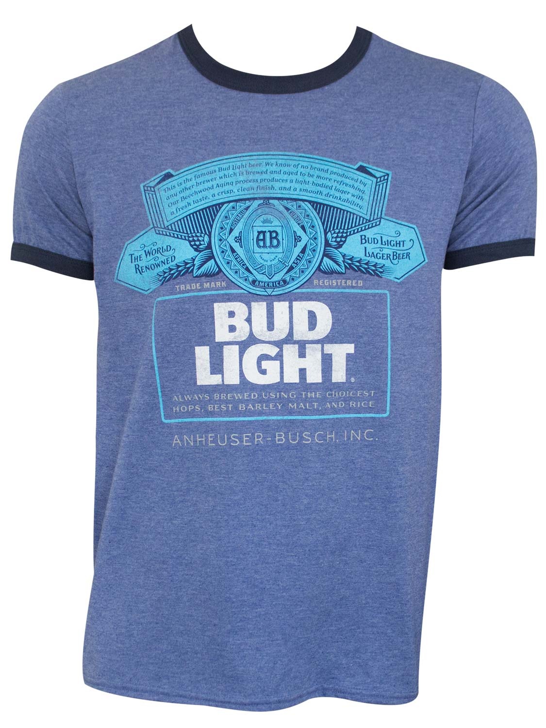 Bud Light Men's Heather Blue Ringer 