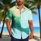 thumbnail image 2 of Mens Casual Manga Corta Botón Abajo Camisas Turndown Cuello Blusa de Impresión, Poliéster Ligero Top de la Moda para el Verano Al Aire Libre Y el Uso Diario, 2 of 6
