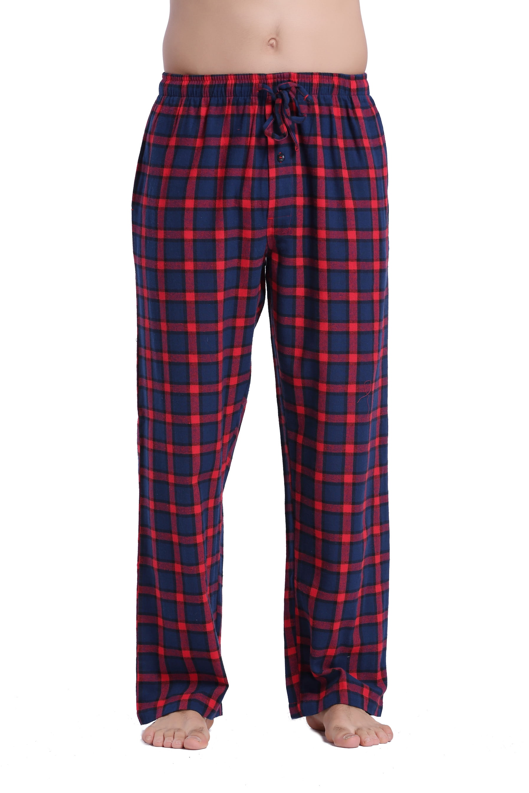 CYZ Men's 100% Cotton Super Soft Flannel Plaid Pajama Pants-NavyRed-XL ...