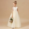 thumbnail image 5 of Flower Girl Dress Kids Short Sleeves Beige Girls Fall Dresses Girls Birthday Dress Girls Christmas Dress 6-7 Years, 5 of 5