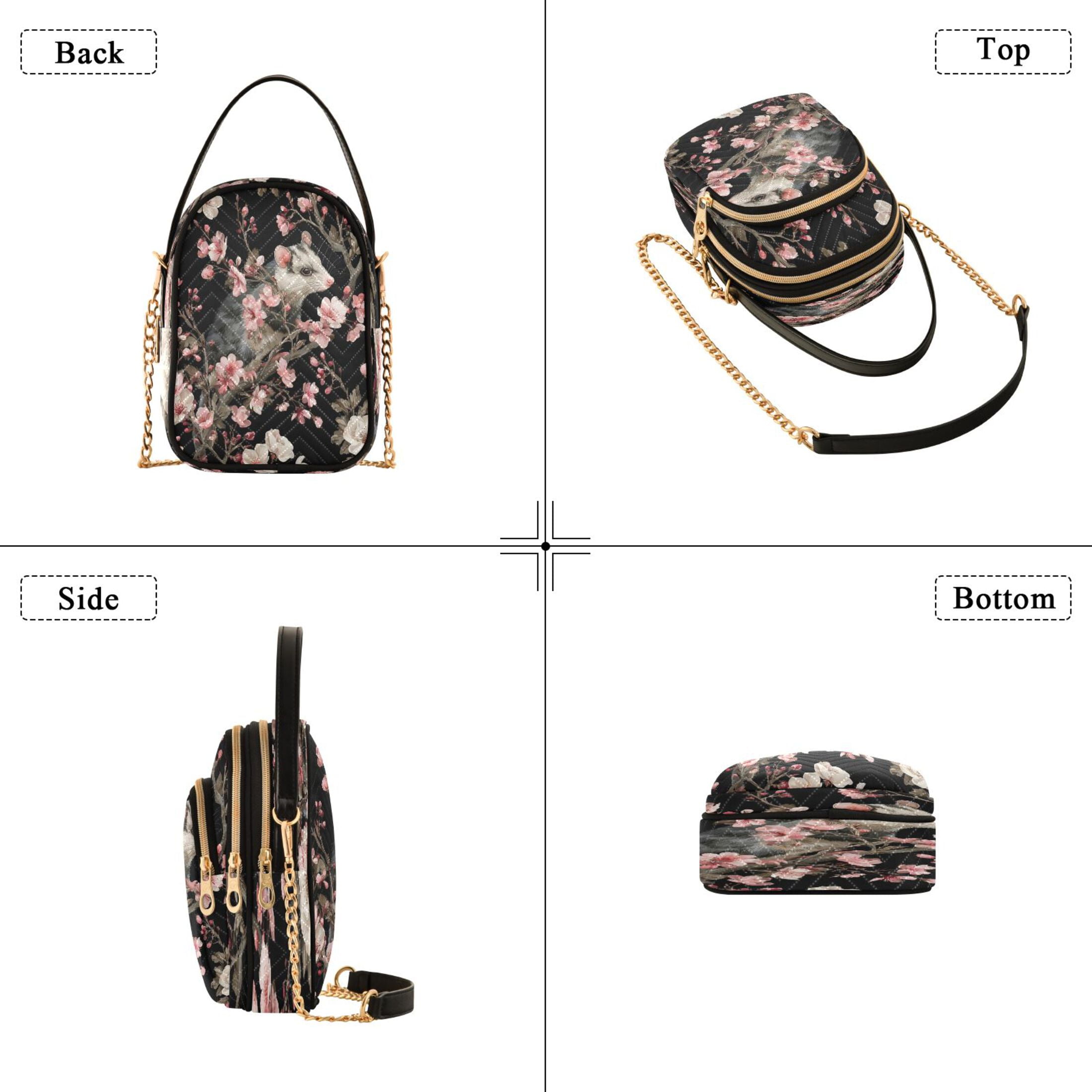 Quilted Women's Crossbody Bag Purses and Handbags with Detachable Leather Strap Watercolor Opossum Pattern