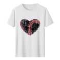 thumbnail image 4 of Afelkas Men's Game Day T-Shirt Baseball Heart Graphic Short Sleeve Tee Sports Fan Top Distressed Stitches Casual Design White,S, 4 of 5