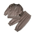 thumbnail image 2 of NAISIBABY Boys Girls Outfit Sets, Solid Color Casual Sweatshirts and Pants Kids 2 Piece set Brown 4-5T, 2 of 7